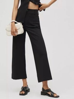 Maeve by Anthropologie | The Colette Crop Wide-Leg Pants in Black 25P
